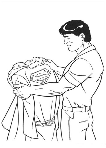 Clark Kent Is Holding His Superman Costume  Coloring Page